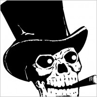 Skull With Top Hat And Ccigar clip art