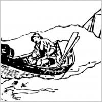 Small Rowing Boat With Fishermen clip art