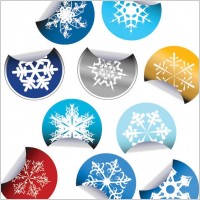 snowflake stickers icon vector