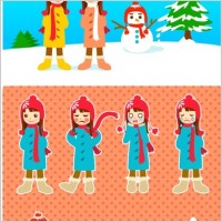 Snowman and the little girl vector