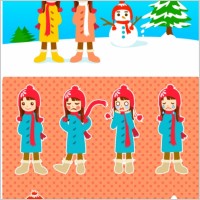 snowman and the little girl vector