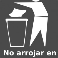 Spanish Trash Bin Sign clip art