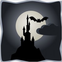 Spooky Castle In Full Moon clip art