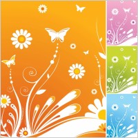 Spring Flowers Butterfly Vector