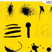 Stroke, ink and spray free vector on yellow background