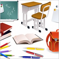 Students school supplies vector material