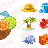 Subject exquisite seaside tourist icon vector material