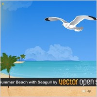 Summer beach with Seagulls