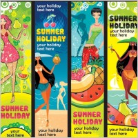 summer female fruit theme banner vector