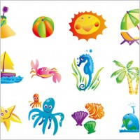 sunny beach element vector