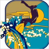 Surfer Dude on Wave with Sun 