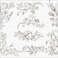 Swirl Floral Decorative Elements Vector Graphic Set