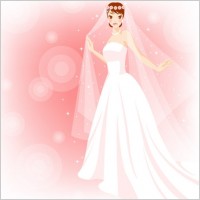 the end of the bride wearing a pink dress