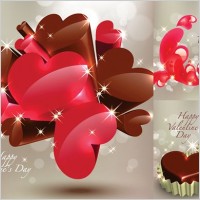three-dimensional heart-shaped chocolate vector