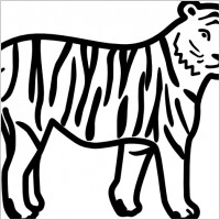 Tiger Standing Looking And Watching Outline clip art