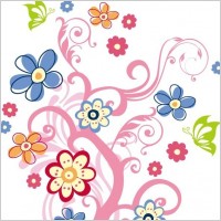 Tree with Flowers Vector Graphic