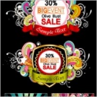 trend pattern vector 2 ribbon tag sales