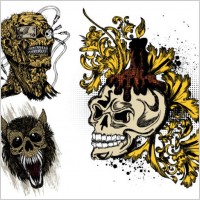trend skull tshirt printed pattern vector