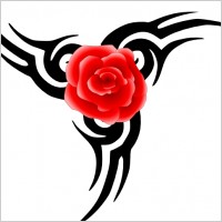 Tribal Tattoo With Rose clip art