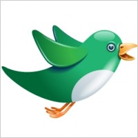 Twitter bird flying green