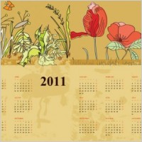 two flowers calendar 2011 vector