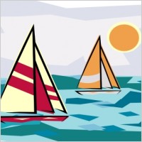 Two Sailboats In Sunset clip art