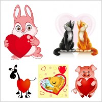valentine cute animals vector
