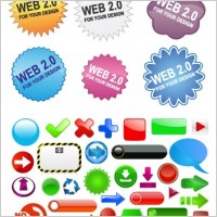 variety of web20 button icon vector