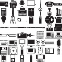 various elements of vector silhouette office stationery digital products 69 elements