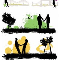 vector characters buildings scenes silhouette vector 01
