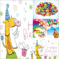 vector cute cartoon happy birthday