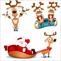 vector cute santa claus elk and