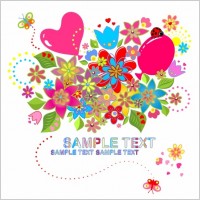 Vector Flowers and Butterfly
