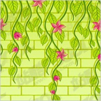 Vector flowers on the wall of the material