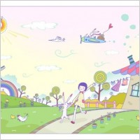 vector girl happy life