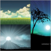 vector grass trees sunset sky