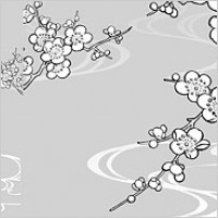 Vector line drawing of flowers-30(Plum blossom, flowing water)
