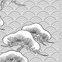 Vector line drawing of flowers-32(Pine, classical wave background)