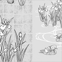 Vector line drawing of flowers-44(Rattan, gilded lattice)