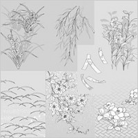Vector line drawing of flowers -50(dandelion, lily)