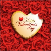 Vector Red Valentine Heart On Roses Background