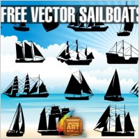 Vector Sailboats Silhouettes