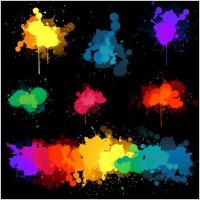 Vector Set Of Colored Blots On The Black Background