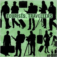 Vector Tourists Travelers Silhouettes