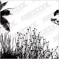 Vector-cut flowers, coconut tree material
