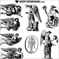 Vintage Winged Angel Vectors