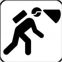 Walking In The Dark With Light In Helmet clip art
