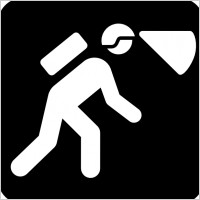 Walking In The Dark With Light In Helmet clip art