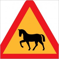 Warning Horses Road Sign clip art