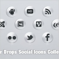 Water Drop Social Icons PSD